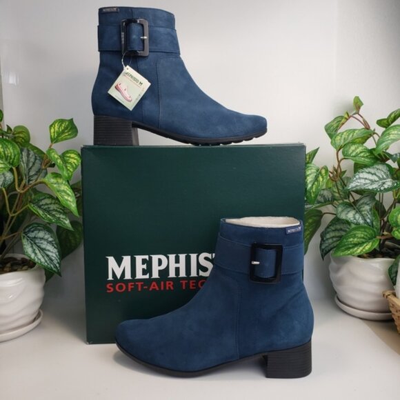 Mephisto Bootie Suede Gianina Peacock Blue Ankle NWT sz 8 - Picture 2 of 13